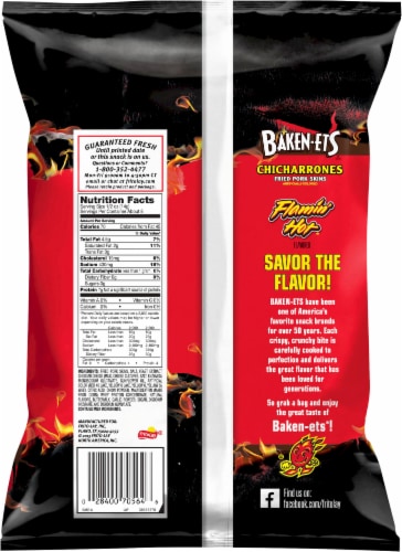 Baken-ets® Flamin' Hot® Flavored Chicharrones Fried Pork Skins Perspective: back