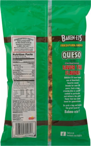 Baken-ets® Queso Flavored Chicharrones Fried Pork Skins Perspective: back
