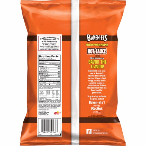 Baken-Ets Hot Sauce Flavored Chicharrones Fried Pork Skins Perspective: back