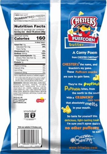 Chester's® Butter Flavored Puffed Corn Snacks Perspective: back