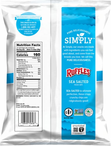 Ruffles Simply Potato Chips Sea Salted 13 Oz Perspective: back