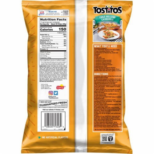 Tostitos® Mexican Style Three Cheese Flavored Tortilla Chips Perspective: back