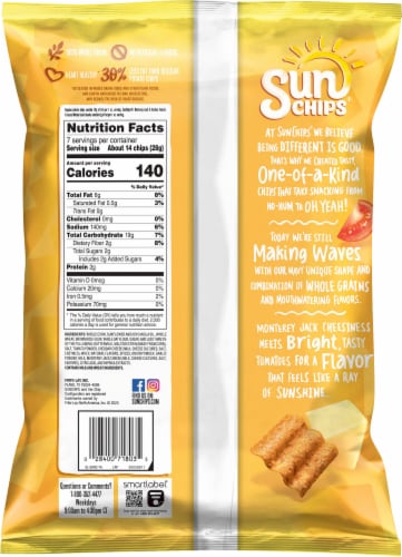 SunChips Whole Grain Monterey Jack & Garden Tomato Corn Chips Perspective: back