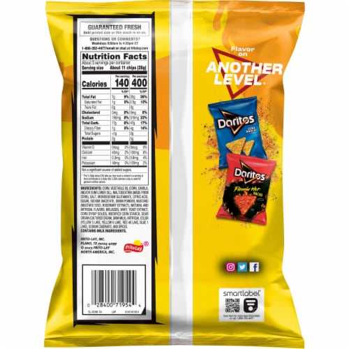 Doritos Hot Mustard Tortilla Chips Perspective: back