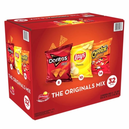 Frito Lay The Originals Chip and Snack Mix Variety Pack, 1 Ounce (Pack of 32) Perspective: back