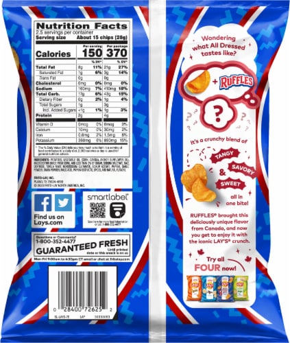 Lay's® Kettle Cooked All Dressed Flavored Ruffles Potato Chips Perspective: back