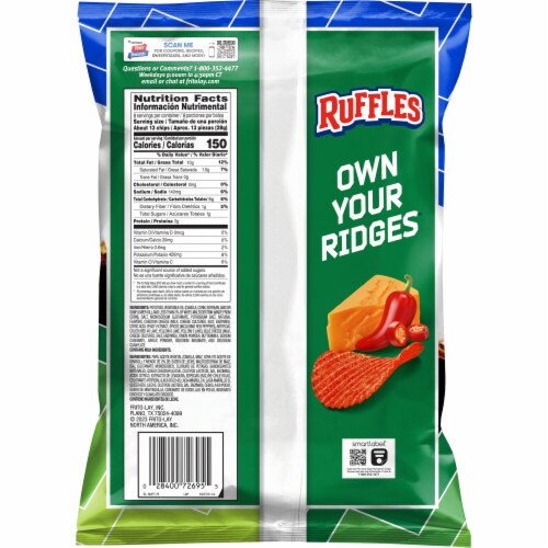 Ruffles® Flamin' Hot Queso Cheese Potato Chips Perspective: back
