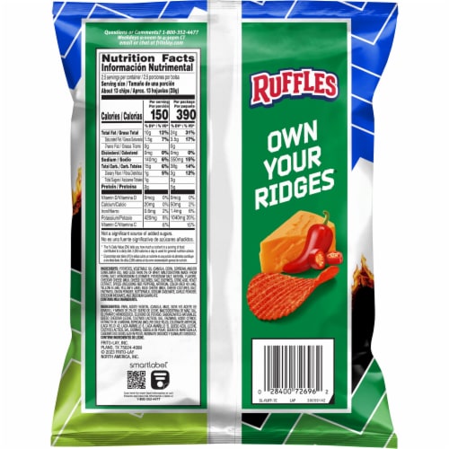 Ruffles® Flamin' Hot® Queso Cheese Chips Perspective: back