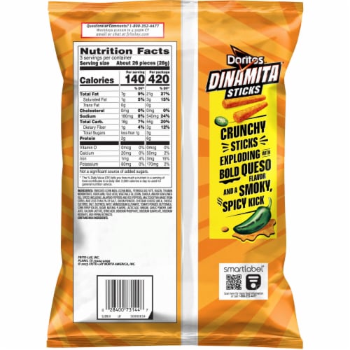Doritos® Smoky Chile Queso Dinamita® Sticks Corn Snacks Perspective: back