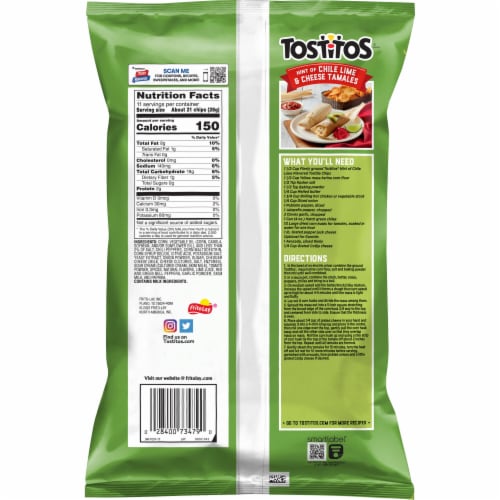 Tostitos® Hint of Chile Lime Bite Size Tortilla Chips Perspective: back