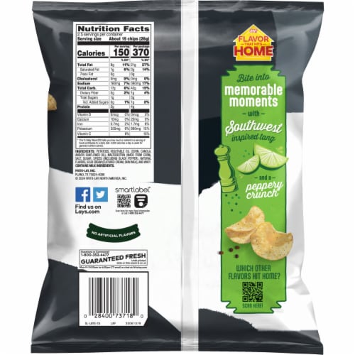Lay's® Kettle Cooked Lime & Cracked Pepper Potato Chips Perspective: back
