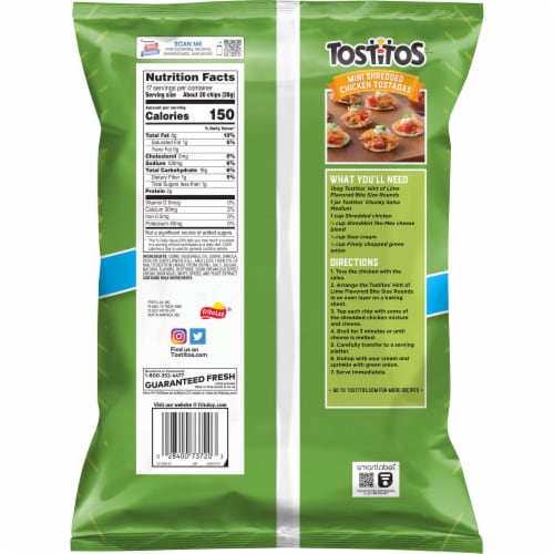 Tostitos® Hint of Lime Bite Sized Tortilla Chips Perspective: back