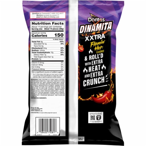 Doritos® Dinamita® Xxtra Flamin' Hot® Tortilla Chips Perspective: back