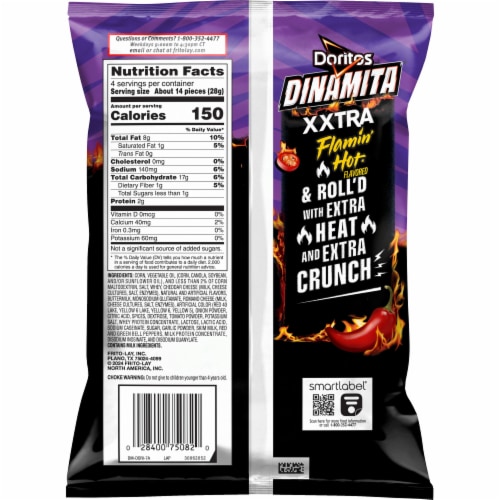 Doritos® Dinamita® XXTRA Flamin' Hot® Rolled Tortilla Chips Perspective: back
