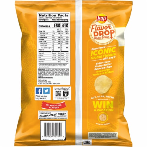 Lay's Honey Butter Potato Chips Perspective: back