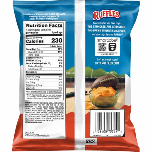 Ruffles® Cheddar & Sour Cream Potato Chips Perspective: back