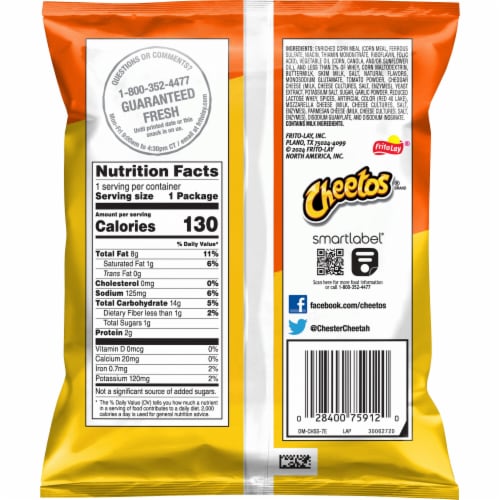 Cheetos® Cheese Pizza Puff Chips Perspective: back