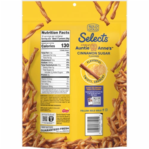 Rold Gold® Selects Auntie Anne's Cinnamon Sugar Flavored Pretzels Perspective: back