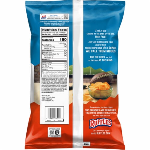 Ruffles® Cheddar & Sour Cream Potato Chips Perspective: back