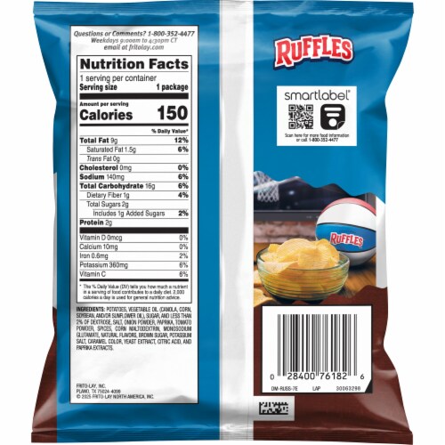Ruffles® Smokehouse BBQ Potato Chips Perspective: back