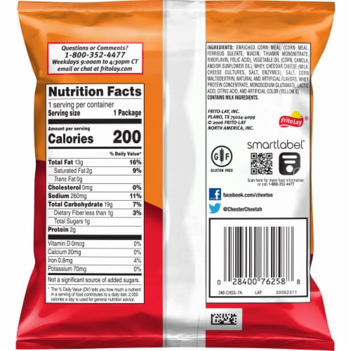 Cheetos® Crunchy Cheese Flavored Snacks Perspective: back