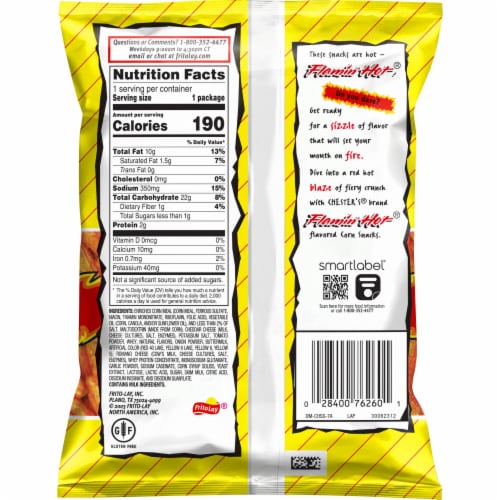 Chester's® Fries Flamin' Hot® Corn Snacks Perspective: back
