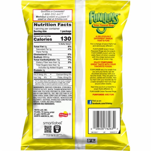 Funyuns Onion Flavored Rings Perspective: back