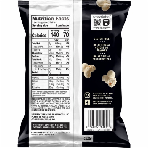 Smartfood® White Cheddar Popcorn Perspective: back