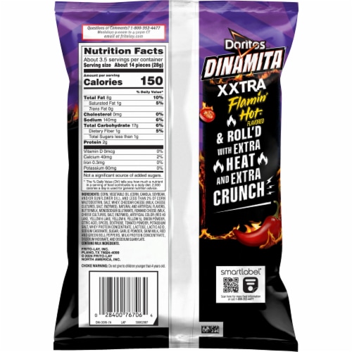 Doritos® Dinamita® Tortilla Chips XXtra Flamin Hot® Flavored Perspective: back