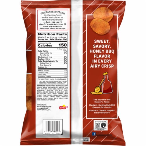 Chester's® Honey BBQ Flavored Potato Crisps Perspective: back