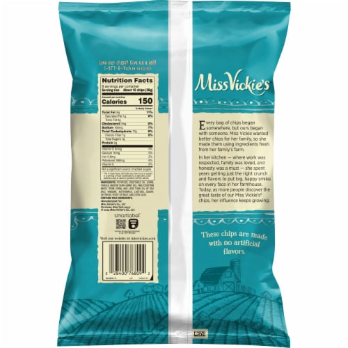 Miss Vickie's® Sea Salt & Vinegar Kettle Cooked Potato Chips Perspective: back