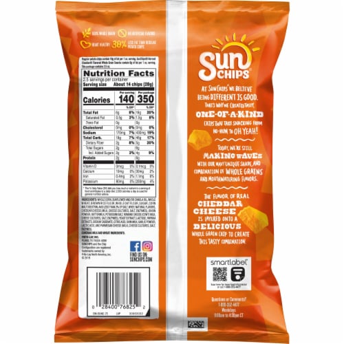 SunChips® Harvest Cheddar® Whole Grain Snacks Perspective: back
