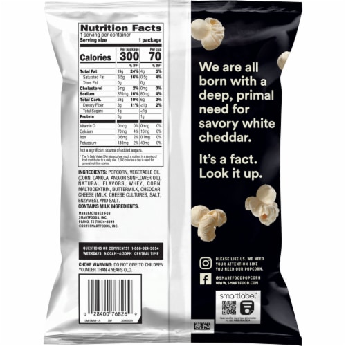 Smartfood® White Cheddar Popcorn Perspective: back