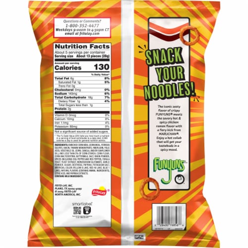 Funyuns® Maruchan® Hot & Spicy Chicken Ramen Flavored Onion Rings Perspective: back