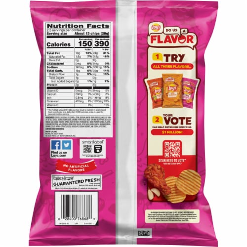 Lay's® Korean-Style Fried Chicken Flavored Potato Chips Perspective: back