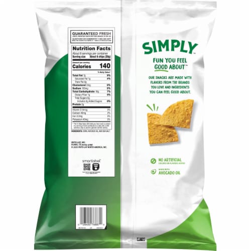 Tostitos® Simply Tortilla Chips Sea Salt Made With Avocado Oil Perspective: back