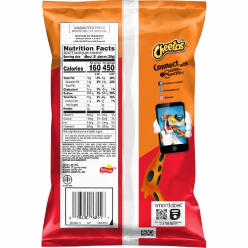CHEETOS® Crunchy Cheese Flavored Snacks Perspective: back