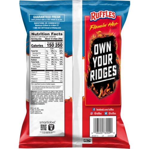Ruffles® Potato Chips Flamin' Hot® Perspective: back