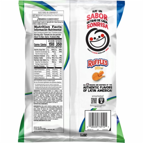 Ruffles® Queso Cheese Potato Chips Perspective: back
