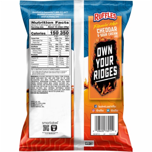Ruffles® Potato Chips Flamin' Hot® Cheddar & Sour Cream Perspective: back