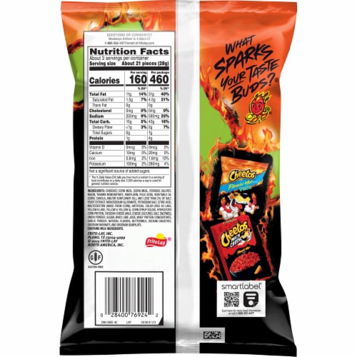 Cheetos® Flamin' Hot® Limon Crunchy Cheese Flavored Snacks Perspective: back