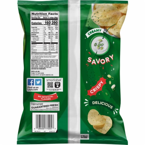 Lay's® Sour Cream & Onion Flavored Potato Chips Perspective: back