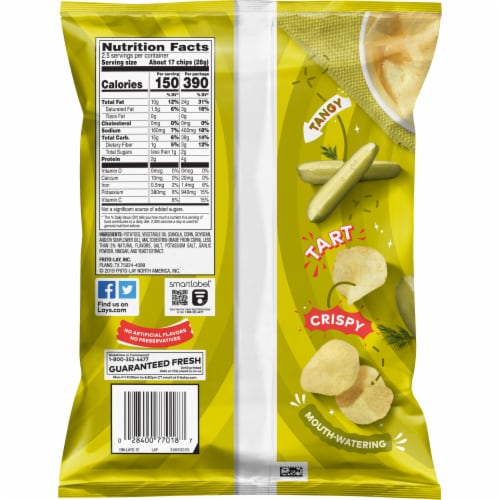 Lay's® Dill Pickle Potato Chips Perspective: back