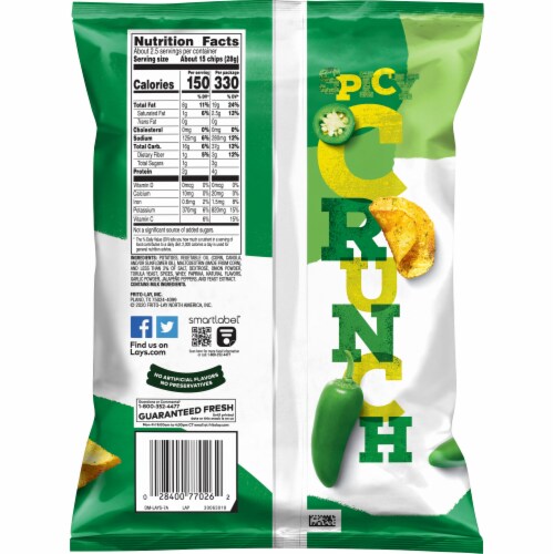 Lay's® Jalapeno Flavored Kettle Cooked Potato Chips Perspective: back