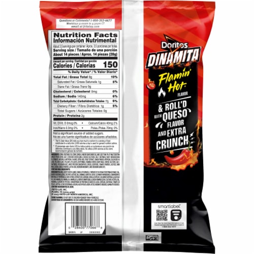 Doritos® Dinamita® Tortilla Chips Flamin' Hot Queso Flavored Perspective: back