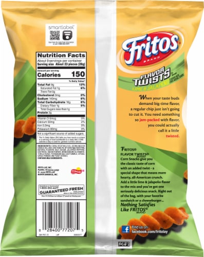 Fritos® Flavor Twists Lime & Jalapeno Corn Chips Perspective: back