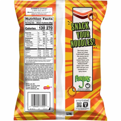 Funyuns® Maruchan® Hot & Spicy Chicken Ramen Flavored Onion Rings Perspective: back