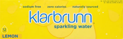 Klarbrunn Lemon Flavored Sparkling Water Cans Perspective: back