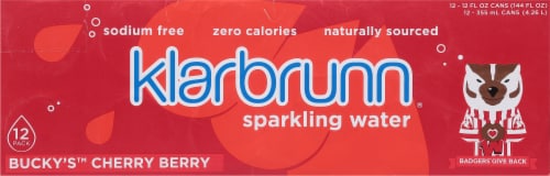 Klarbrunn Bucky's Cherry Berry Flavored Sparkling Water Cans Perspective: back