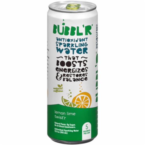 BUBBL'R Lemon Lime Twist’r Antioxidant Sparkling Water Cans Perspective: back